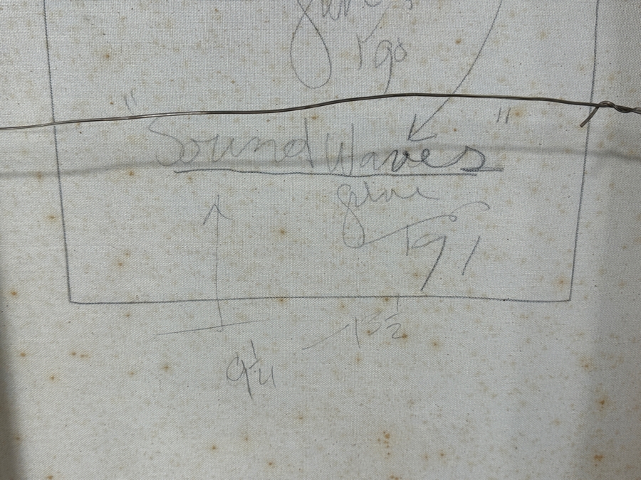 Gerrit Greve (1948-2024, Cardiff by the Sea, CA) Original Acrylic 3D Mixed-Media Painting On Canvas With Actual Guitar Titled 'Sound Waves' Signed Verso Dated 1991 39' X 48' Estimate $2,000 - $2,400 Used As Poster For 1st Annual San Diego Music Awards [Photo 14]