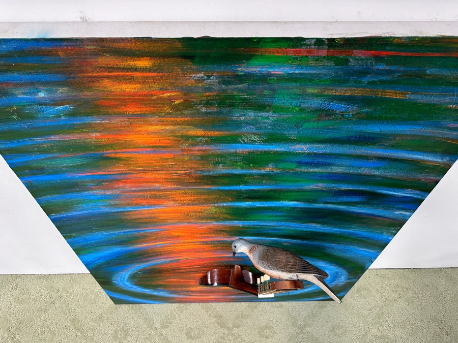 Gerrit Greve (1948-2024, Cardiff by the Sea, CA) Original Acrylic 3D Mixed-Media Painting On Canvas With Actual Guitar Titled 'Sound Waves' Signed Verso Dated 1991 39' X 48' Estimate $2,000 - $2,400 Used As Poster For 1st Annual San Diego Music Awards [Photo 9]