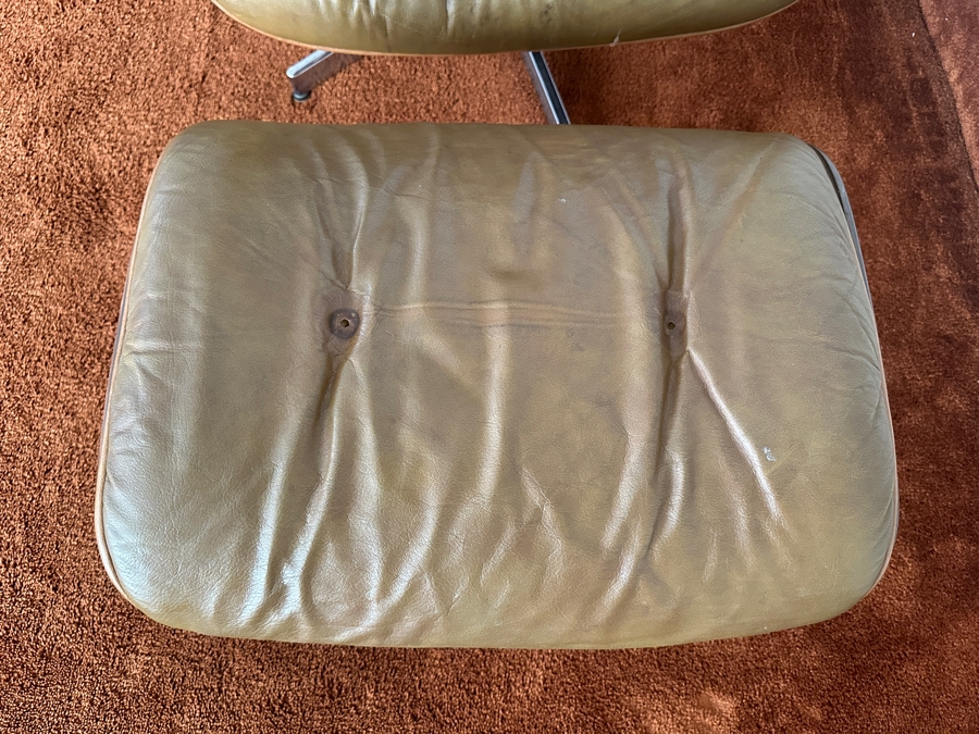 Mid-Century Modern George Mulhauser For Plycraft Lounge Chair With Ottoman In Camel-Colored Leather With Bent Walnut Body And Chromed Metal Base [Photo 5]