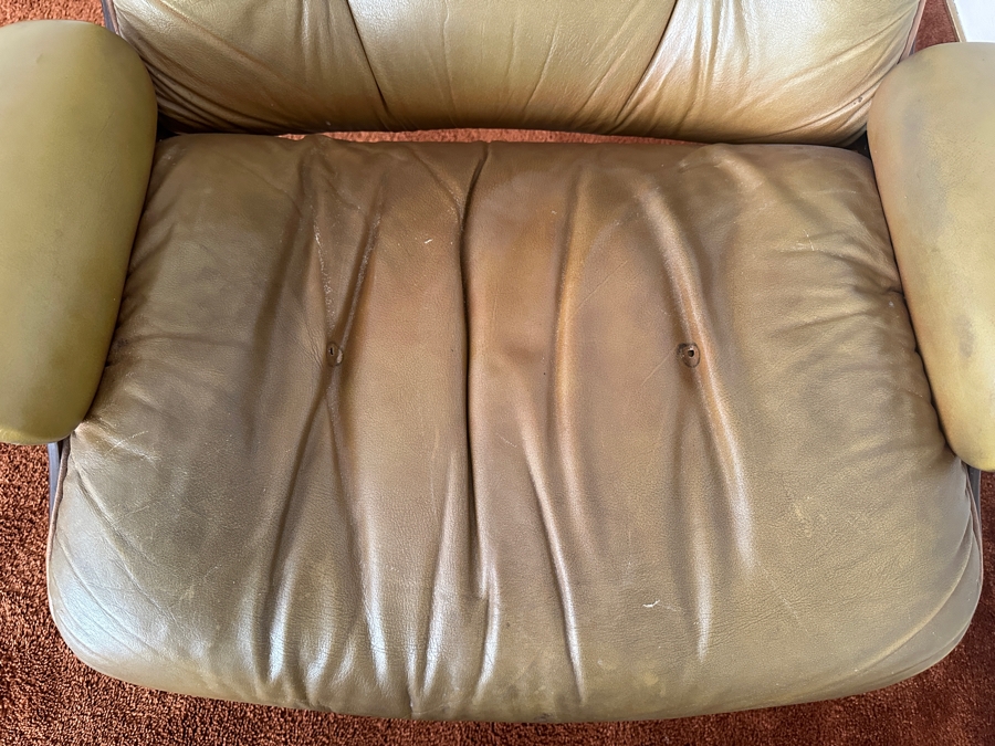 Mid-Century Modern George Mulhauser For Plycraft Lounge Chair With Ottoman In Camel-Colored Leather With Bent Walnut Body And Chromed Metal Base [Photo 6]