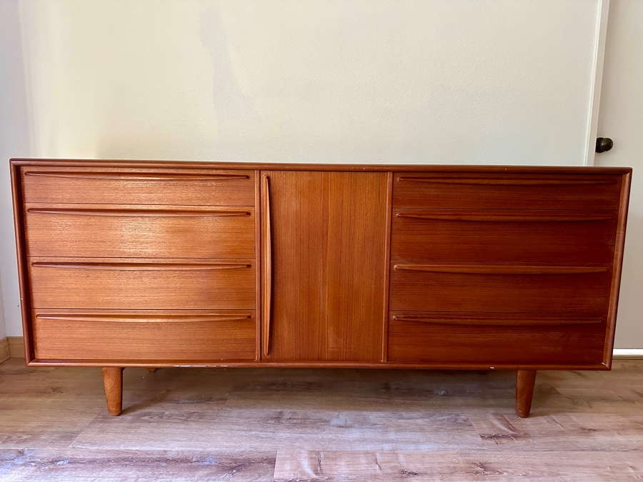 Svend Age Madsen For Falster Mobelfabrik Danish Teak 8-Drawer Dresser Sideboard With Sculpted Pulls 72W X 18.5D X 32H [Photo 2]
