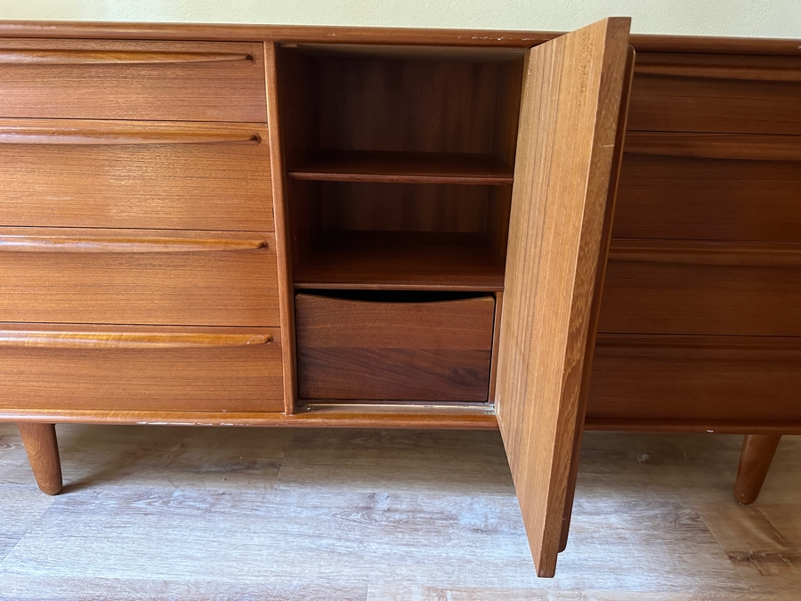 Svend Age Madsen For Falster Mobelfabrik Danish Teak 8-Drawer Dresser Sideboard With Sculpted Pulls 72W X 18.5D X 32H [Photo 4]