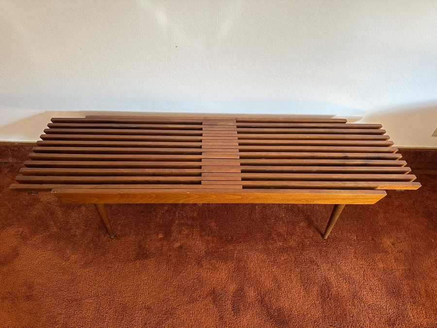 Mid-Century Modern Yugoslavian Slatted Coffee Table Bench With Extendible Slats 48W (59.5W Extended) X 18D X 14.5H  [Photo 6]