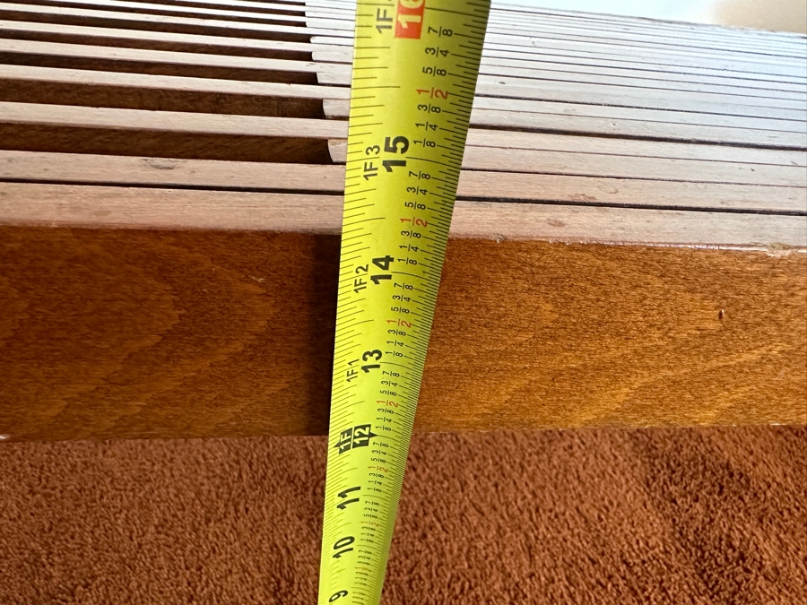 Mid-Century Modern Yugoslavian Slatted Coffee Table Bench With Extendible Slats 48W (59.5W Extended) X 18D X 14.5H  [Photo 14]