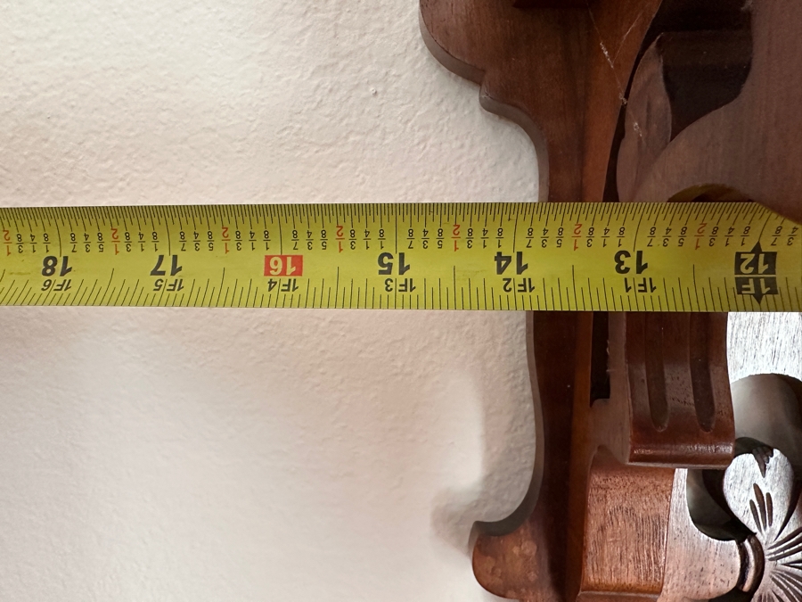 Stunning Antique Art Nouveau German Wall Clock With Ornate Wooden Carvings Working 15W X 7D X 34H [Photo 12]