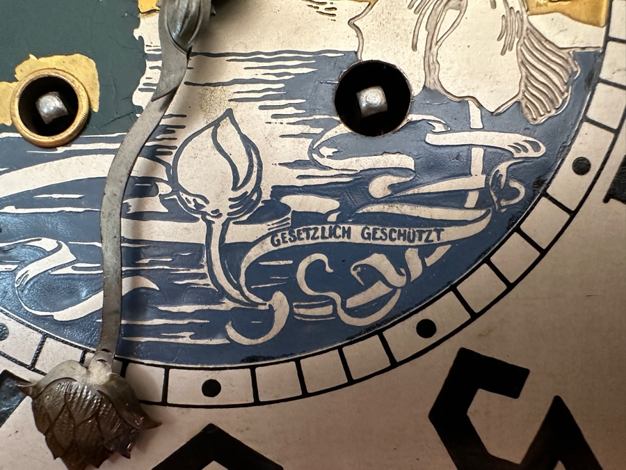 Stunning Antique Art Nouveau German Wall Clock With Ornate Wooden Carvings Working 15W X 7D X 34H [Photo 6]