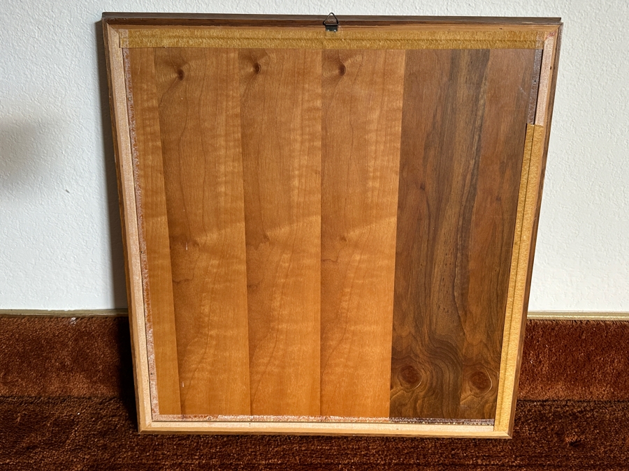 Stunning Vintage Wooden Inlay Marquetry Picture Known As The 'Chrysanthemum' Series Produced By The German Company Buchschmid & Gretaux (B&G) 17.5W X 18.5H Framed 20.5 X 21.5 [Photo 13]