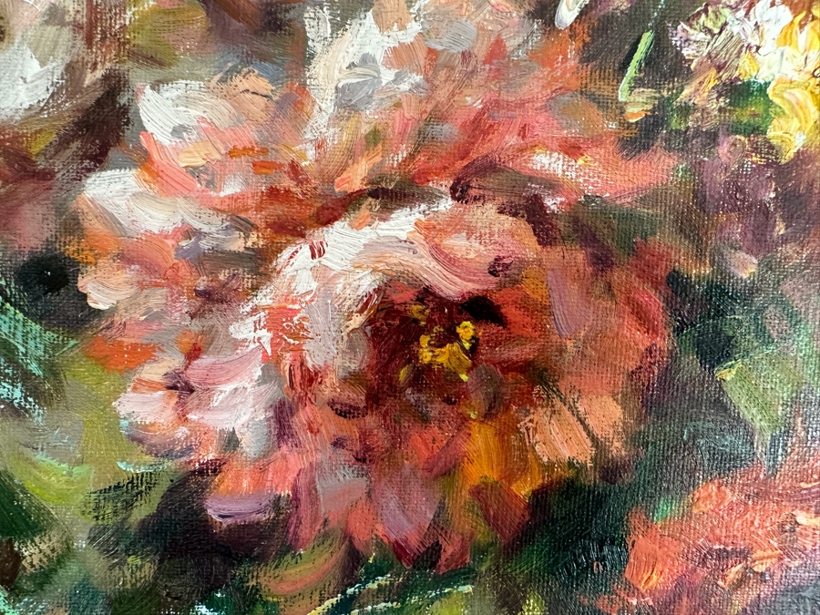 Original Still Life Oil Painting On Canvas Signed Lower Right T. Denver 36 X 24 Framed 41.5 X 30 [Photo 3]