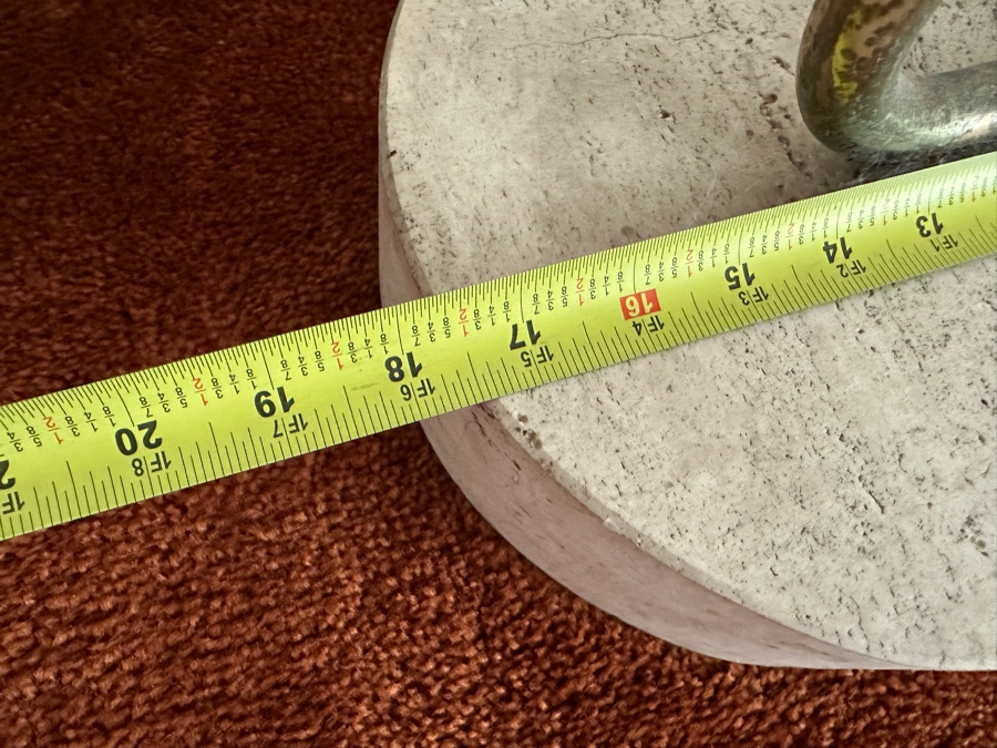 Vintage Tommaso Barbi Italian Modernist Brass Floral Double Lotus Flowers Floor Lamp With Travertine Base 17.5W X 70H [Photo 8]