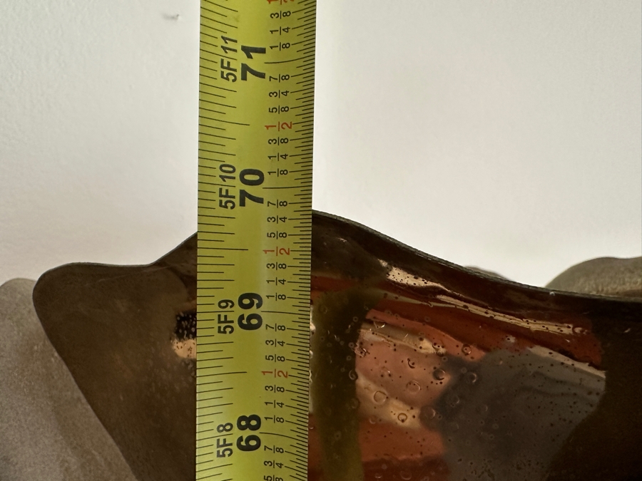 Vintage Tommaso Barbi Italian Modernist Brass Floral Double Lotus Flowers Floor Lamp With Travertine Base 17.5W X 70H [Photo 9]