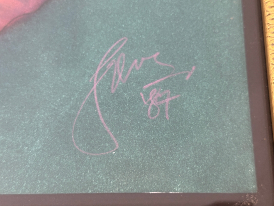 Just Added - Gerrit Greve (1948-2024, Cardiff by the Sea, CA) Original Acrylic Painting On Paper Untitled Cat Signed Bottom Right Dated 1987 27” X 21” Framed: 35.5” x 29.5” [Photo 6]