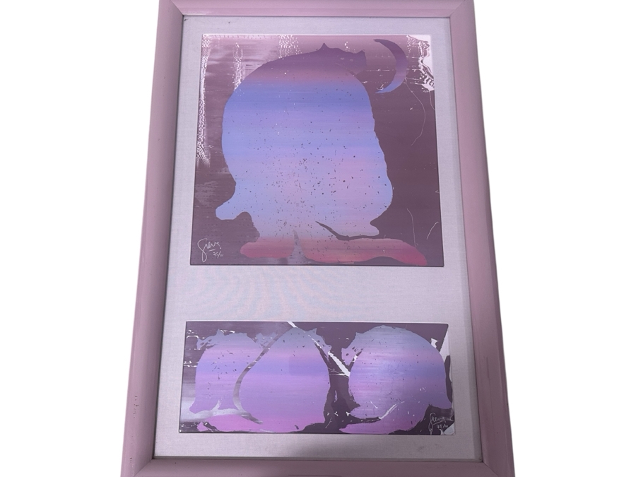 Just Added - Gerrit Greve (1948-2024, Cardiff by the Sea, CA) Limited Edition Print 75/111 Untitled Cats Signed Bottom Right 22” X 22” and 9” x 22” Framed: 30” x 45” [Photo 2]