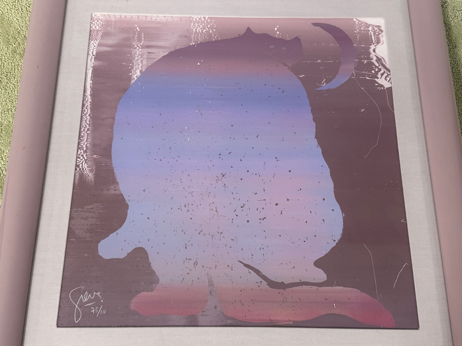 Just Added - Gerrit Greve (1948-2024, Cardiff by the Sea, CA) Limited Edition Print 75/111 Untitled Cats Signed Bottom Right 22” X 22” and 9” x 22” Framed: 30” x 45” [Photo 3]