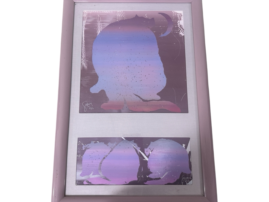 Just Added - Gerrit Greve (1948-2024, Cardiff by the Sea, CA) Limited Edition Print 75/111 Untitled Cats Signed Bottom Right 22” X 22” and 9” x 22” Framed: 30” x 45”