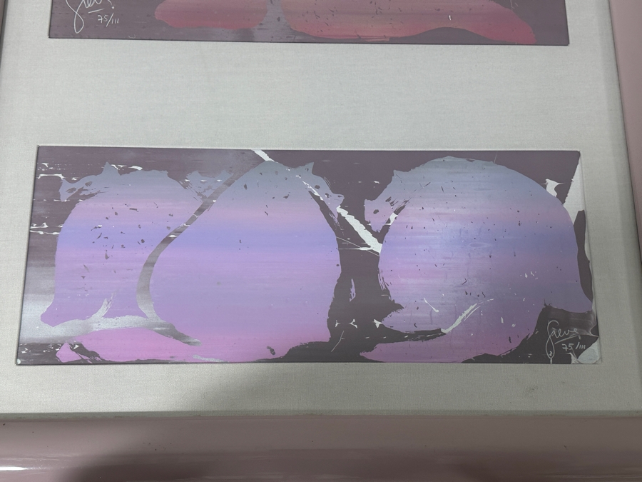 Just Added - Gerrit Greve (1948-2024, Cardiff by the Sea, CA) Limited Edition Print 75/111 Untitled Cats Signed Bottom Right 22” X 22” and 9” x 22” Framed: 30” x 45” [Photo 5]