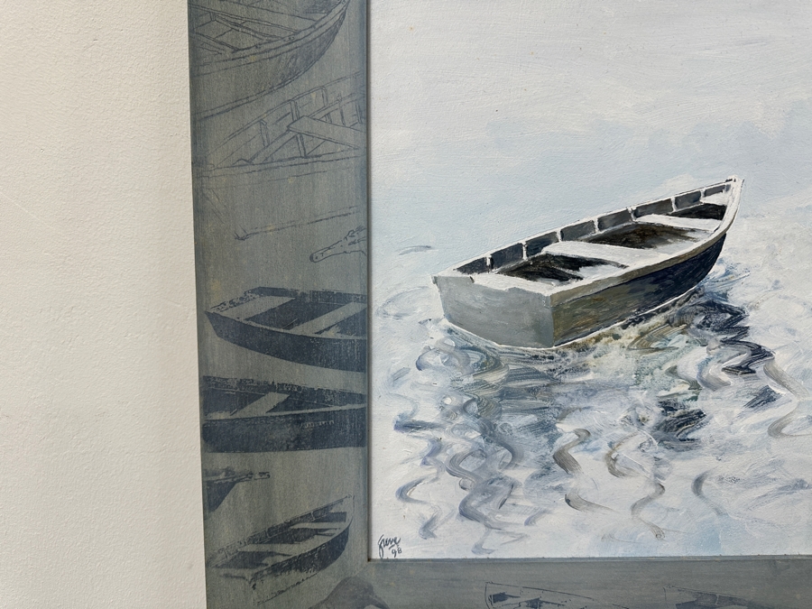 Just Added - Gerrit Greve (1948-2024, Cardiff by the Sea, CA) Original Acrylic Painting On Canvas “Vessel for Fondest Memories” Custom Matching Frame with Carbon Transfers Signed Bottom Left Dated 1998 Framed: 19.5” x 23.5” Estimate $1,100 - 1,350 [Photo 10]