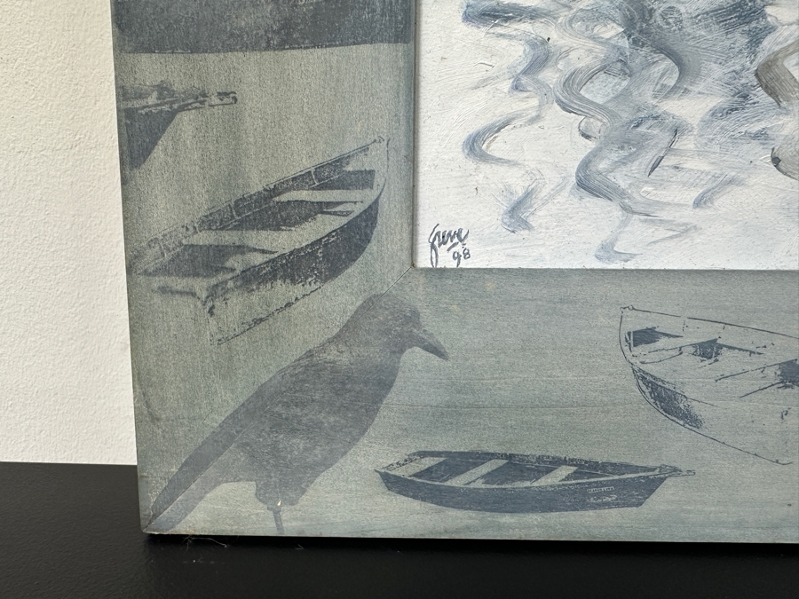 Just Added - Gerrit Greve (1948-2024, Cardiff by the Sea, CA) Original Acrylic Painting On Canvas “Vessel for Fondest Memories” Custom Matching Frame with Carbon Transfers Signed Bottom Left Dated 1998 Framed: 19.5” x 23.5” Estimate $1,100 - 1,350 [Photo 5]