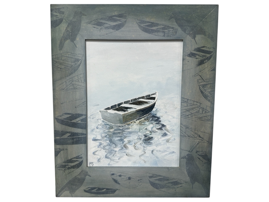 Just Added - Gerrit Greve (1948-2024, Cardiff by the Sea, CA) Original Acrylic Painting On Canvas “Vessel for Fondest Memories” Custom Matching Frame with Carbon Transfers Signed Bottom Left Dated 1998 Framed: 19.5” x 23.5” Estimate $1,100 - 1,350