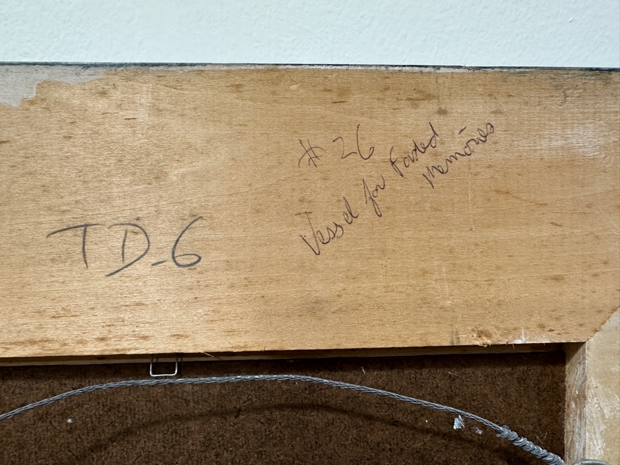 Just Added - Gerrit Greve (1948-2024, Cardiff by the Sea, CA) Original Acrylic Painting On Canvas “Vessel for Fondest Memories” Custom Matching Frame with Carbon Transfers Signed Bottom Left Dated 1998 Framed: 19.5” x 23.5” Estimate $1,100 - 1,350 [Photo 12]