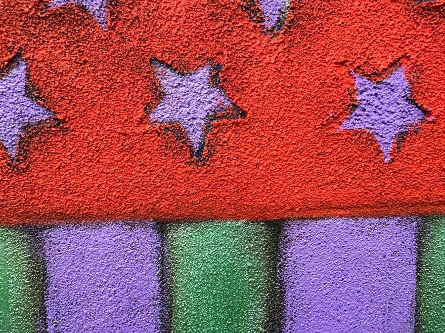 Just Added - Gerrit Greve (1948-2024, Cardiff by the Sea, CA) Original Mixed Media Acrylic and Sand Painting On Canvas Titled “American Shield” Signed Verso 16” X 20” Estimate $300- $400 [Photo 4]