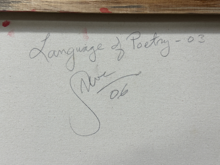 Just Added - Gerrit Greve (1948-2024, Cardiff by the Sea, CA) Original Mixed Media Acrylic and Sand Painting On Canvas Titled “Language of Poetry - 03” Signed Verso Dated 2006 24” X 24” Estimate $600- $800 [Photo 6]