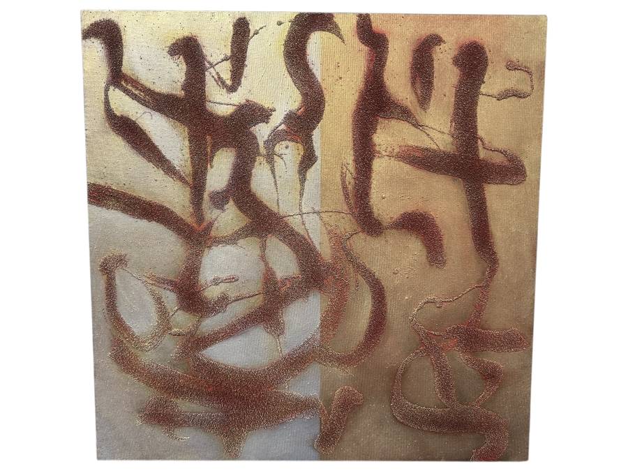 Just Added - Gerrit Greve (1948-2024, Cardiff by the Sea, CA) Original Mixed Media Acrylic and Sand Painting On Canvas Titled “Language of Poetry - 03” Signed Verso Dated 2006 24” X 24” Estimate $600- $800