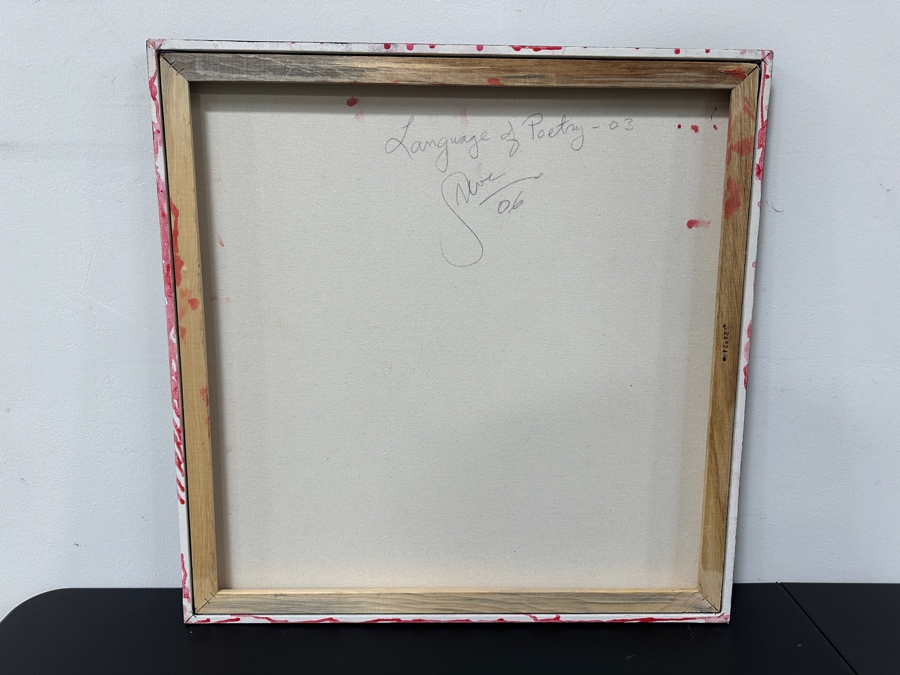Just Added - Gerrit Greve (1948-2024, Cardiff by the Sea, CA) Original Mixed Media Acrylic and Sand Painting On Canvas Titled “Language of Poetry - 03” Signed Verso Dated 2006 24” X 24” Estimate $600- $800 [Photo 5]
