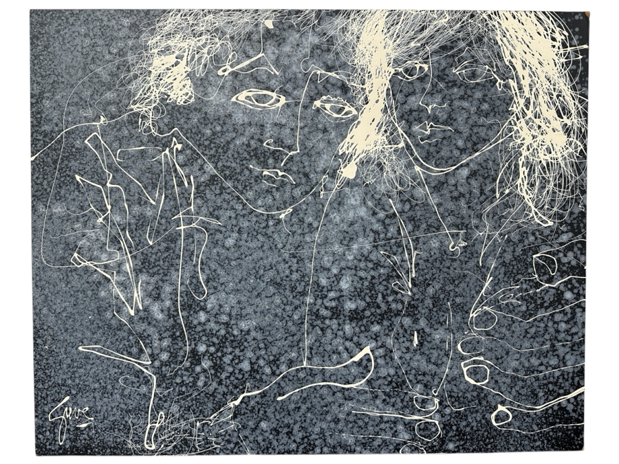 Just Added - Gerrit Greve (1948-2024, Cardiff by the Sea, CA) Original Acrylic Drip Painting On Board Titled “Larry and Kathie” Signed Bottom Left 30” X 24” Estimate $700 - $900