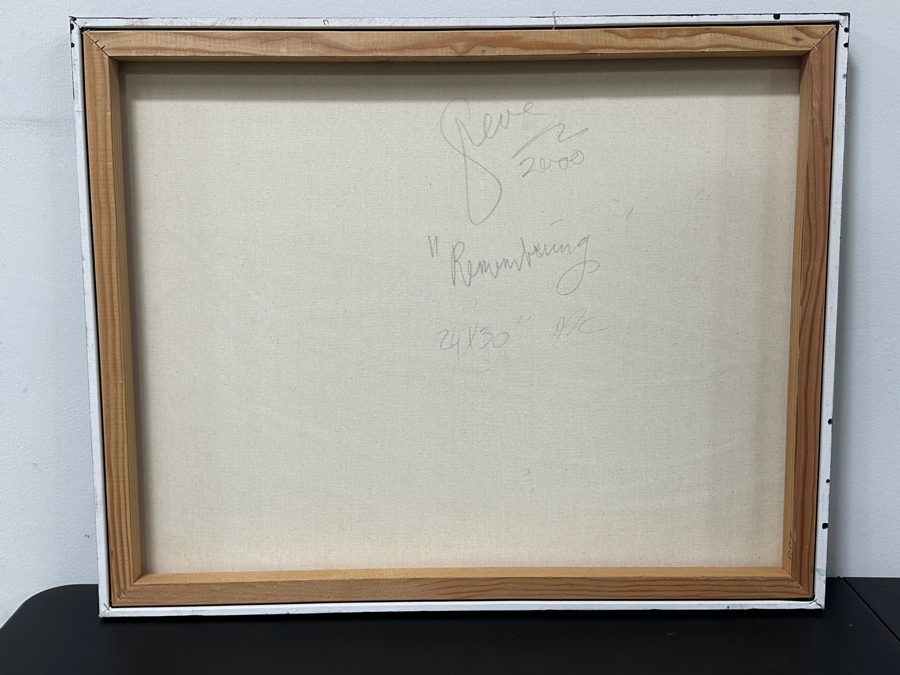 Just Added - Gerrit Greve (1948-2024, Cardiff by the Sea, CA) Original Acrylic Mixed-Media Painting On Canvas Titled “Remembering” Signed Verso Dated 2000 24” X 30” Estimate $700 - $900 [Photo 6]