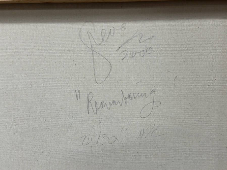 Just Added - Gerrit Greve (1948-2024, Cardiff by the Sea, CA) Original Acrylic Mixed-Media Painting On Canvas Titled “Remembering” Signed Verso Dated 2000 24” X 30” Estimate $700 - $900 [Photo 7]