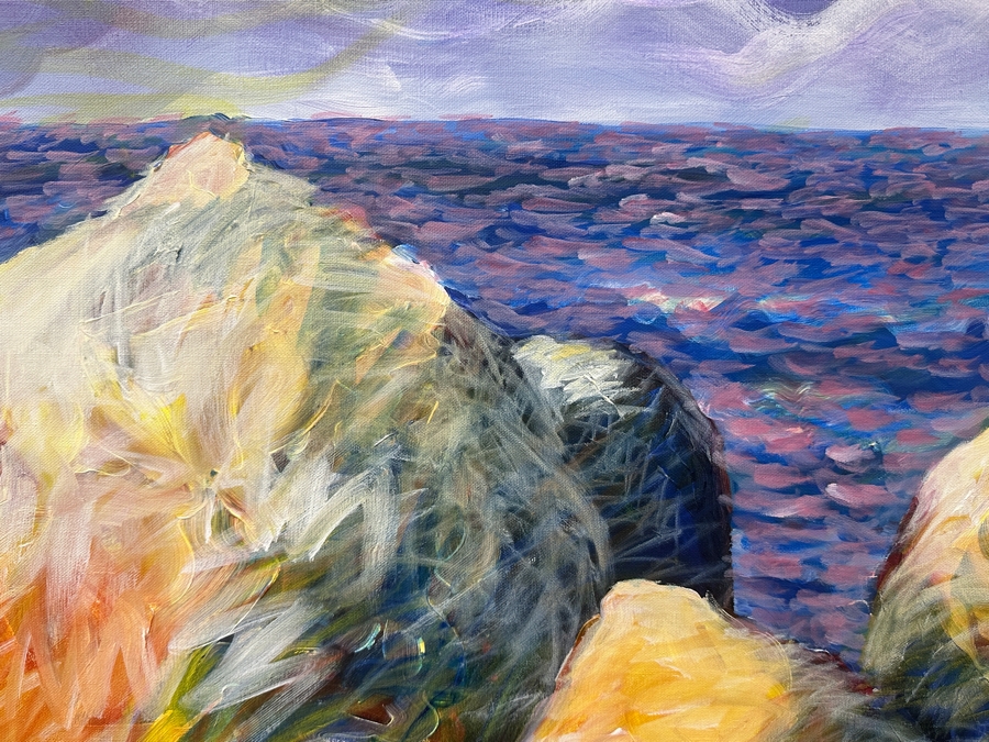 Just Added - Gerrit Greve (1948-2024, Cardiff by the Sea, CA) Original Acrylic Painting On Canvas Titled “Ocean Rocks #1” Signed Bottom Right 45.5” X 39.5” Estimate $1,600 - $2,100 [Photo 4]