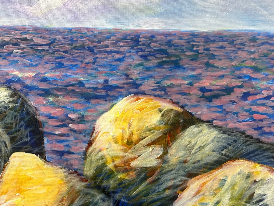 Just Added - Gerrit Greve (1948-2024, Cardiff by the Sea, CA) Original Acrylic Painting On Canvas Titled “Ocean Rocks #1” Signed Bottom Right 45.5” X 39.5” Estimate $1,600 - $2,100 [Photo 5]