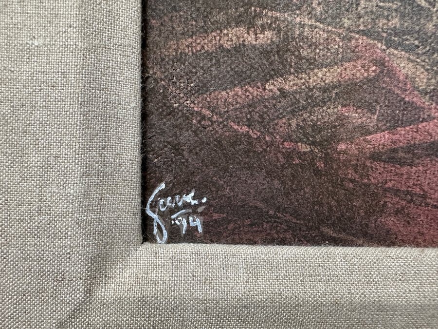 Just Added - Gerrit Greve (1948-2024, Cardiff by the Sea, CA) Original Acrylic Painting On Canvas Titled Elegy #34” Signed Verso Dated 1994 14” X 11” Framed: 21” x 18”  [Photo 4]