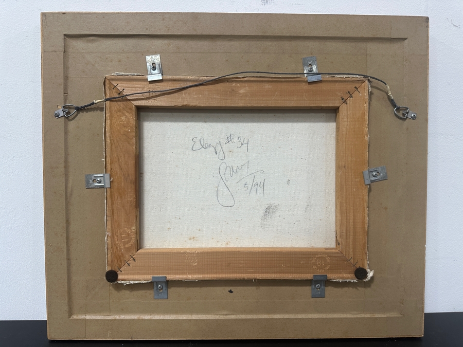 Just Added - Gerrit Greve (1948-2024, Cardiff by the Sea, CA) Original Acrylic Painting On Canvas Titled Elegy #34” Signed Verso Dated 1994 14” X 11” Framed: 21” x 18”  [Photo 8]