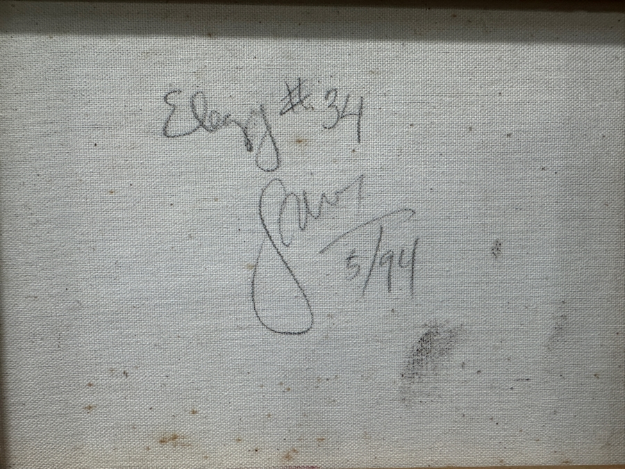 Just Added - Gerrit Greve (1948-2024, Cardiff by the Sea, CA) Original Acrylic Painting On Canvas Titled Elegy #34” Signed Verso Dated 1994 14” X 11” Framed: 21” x 18”  [Photo 10]