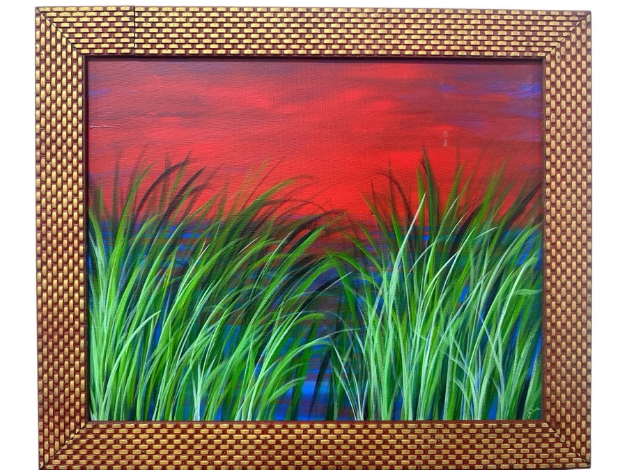 Just Added - Gerrit Greve (1948-2024, Cardiff by the Sea, CA) Original Acrylic Painting On Canvas Titled “Where’s Eliya? #4” Signed Verso Dated 2005 18.5” X 16” Framed: 24” x 20” 