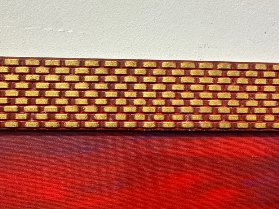 Just Added - Gerrit Greve (1948-2024, Cardiff by the Sea, CA) Original Acrylic Painting On Canvas Titled “Where’s Eliya? #4” Signed Verso Dated 2005 18.5” X 16” Framed: 24” x 20”  [Photo 6]