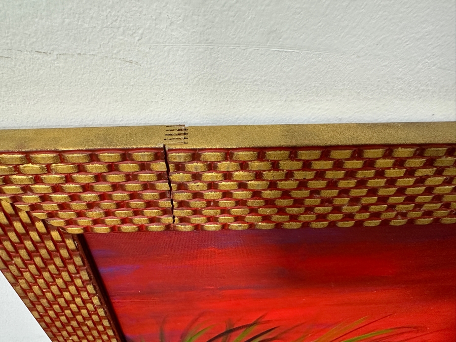 Just Added - Gerrit Greve (1948-2024, Cardiff by the Sea, CA) Original Acrylic Painting On Canvas Titled “Where’s Eliya? #4” Signed Verso Dated 2005 18.5” X 16” Framed: 24” x 20”  [Photo 7]