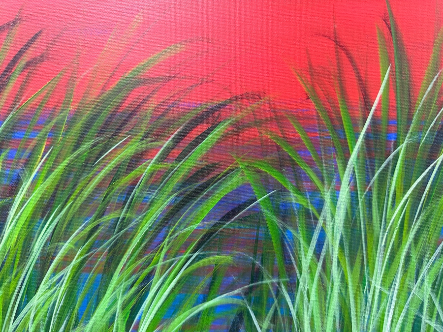 Just Added - Gerrit Greve (1948-2024, Cardiff by the Sea, CA) Original Acrylic Painting On Canvas Titled “Where’s Eliya? #4” Signed Verso Dated 2005 18.5” X 16” Framed: 24” x 20”  [Photo 4]