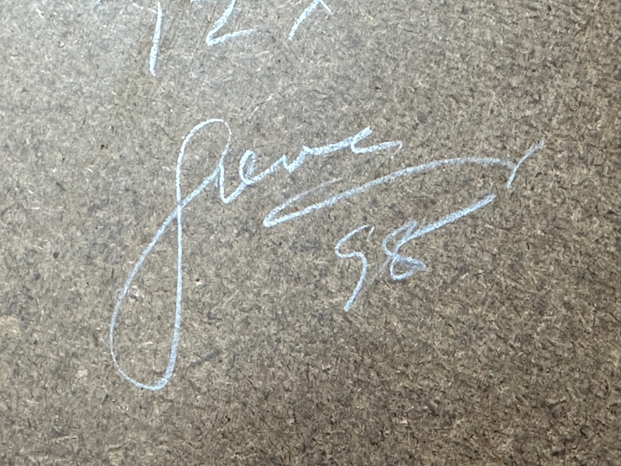 Just Added - Gerrit Greve (1948-2024, Cardiff by the Sea, CA) Original Acrylic Painting On Board Titled “Last Vessel in Silver Light” Signed Verso Dated 1998 16” X 12” Framed: 24” x 20”  [Photo 15]