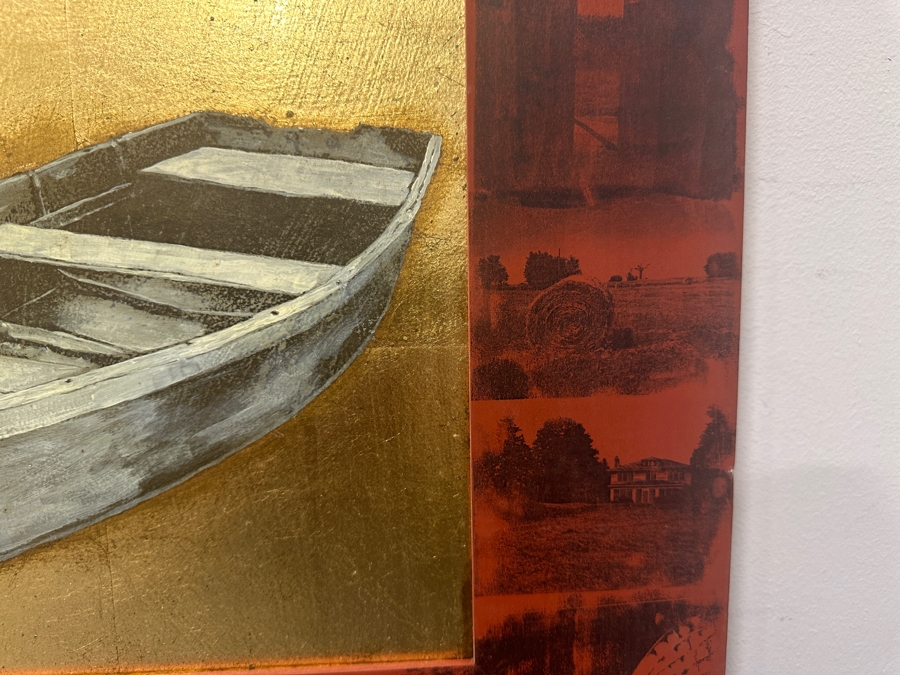 Just Added - Gerrit Greve (1948-2024, Cardiff by the Sea, CA) Original Acrylic Painting On Board Titled “Last Vessel in Silver Light” Signed Verso Dated 1998 16” X 12” Framed: 24” x 20”  [Photo 9]