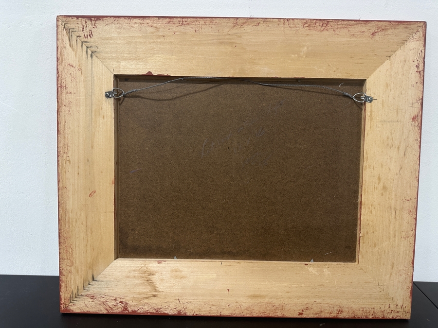 Just Added - Gerrit Greve (1948-2024, Cardiff by the Sea, CA) Original Acrylic Painting On Board Titled “Last Vessel in Silver Light” Signed Verso Dated 1998 16” X 12” Framed: 24” x 20”  [Photo 17]