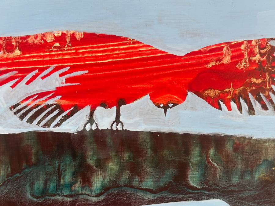 Just Added - Gerrit Greve (1948-2024, Cardiff by the Sea, CA) Original Acrylic Painting On Board Titled 'The Fable Teller (With His Cat & Visiting Bird)' Signed Lower Left Measures 20' X 24' Estimate $500 - $600 [Photo 4]