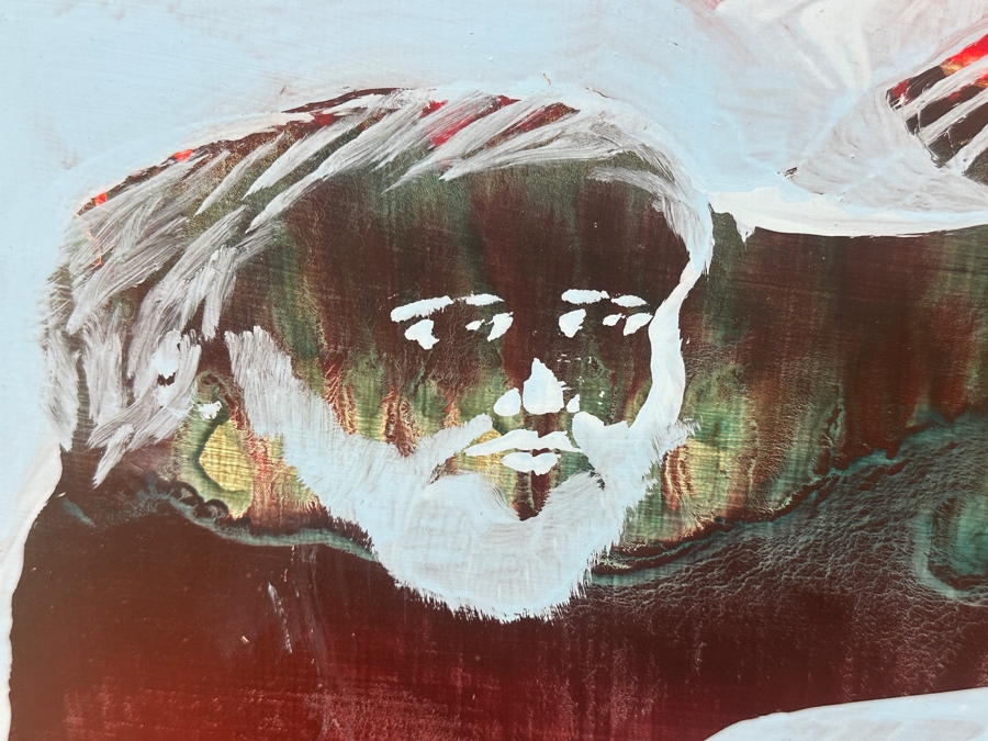 Just Added - Gerrit Greve (1948-2024, Cardiff by the Sea, CA) Original Acrylic Painting On Board Titled 'The Fable Teller (With His Cat & Visiting Bird)' Signed Lower Left Measures 20' X 24' Estimate $500 - $600 [Photo 3]