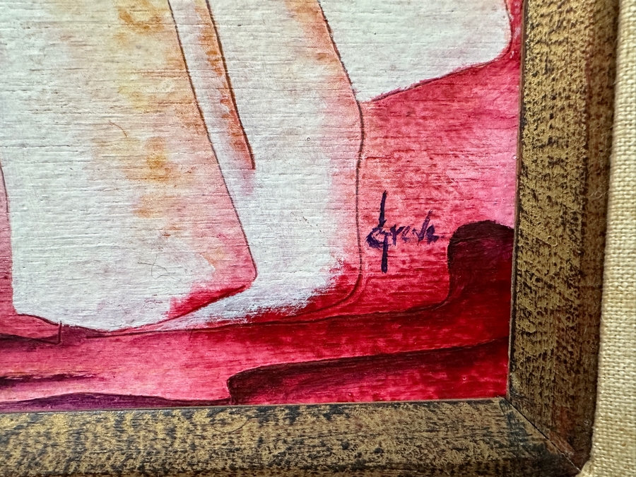 Just Added - Gerrit Greve (1948-2024, Cardiff by the Sea, CA) Original Acrylic Painting On Board Titled 'Family Gathering' Signed Lower Right Dated 1973 Measures 24' X 12' Estimate $300 - $400 Framed 32' X 20' [Photo 5]