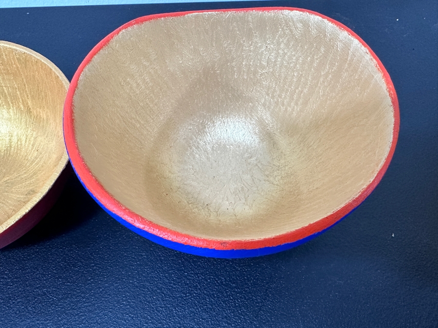 Just Added - Gerrit Greve (1948-2024, Cardiff by the Sea, CA) (3) Original Acrylic Hand Painted Vessels (These Were Coupled With His Paintings) 6W [Photo 6]