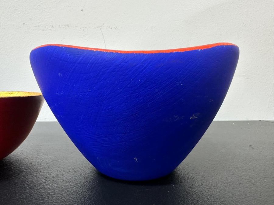 Just Added - Gerrit Greve (1948-2024, Cardiff by the Sea, CA) (3) Original Acrylic Hand Painted Vessels (These Were Coupled With His Paintings) 6W [Photo 4]