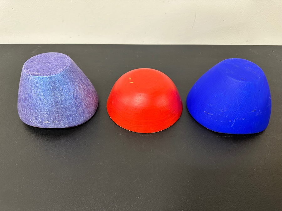 Just Added - Gerrit Greve (1948-2024, Cardiff by the Sea, CA) (3) Original Acrylic Hand Painted Vessels (These Were Coupled With His Paintings) 6W [Photo 8]