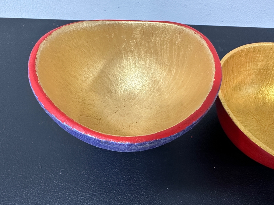 Just Added - Gerrit Greve (1948-2024, Cardiff by the Sea, CA) (3) Original Acrylic Hand Painted Vessels (These Were Coupled With His Paintings) 6W [Photo 7]