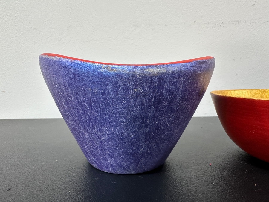 Just Added - Gerrit Greve (1948-2024, Cardiff by the Sea, CA) (3) Original Acrylic Hand Painted Vessels (These Were Coupled With His Paintings) 6W [Photo 2]